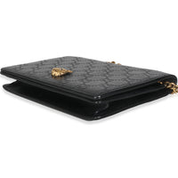 Black Guccissima Calfskin Crystal Cat Wallet On Chain