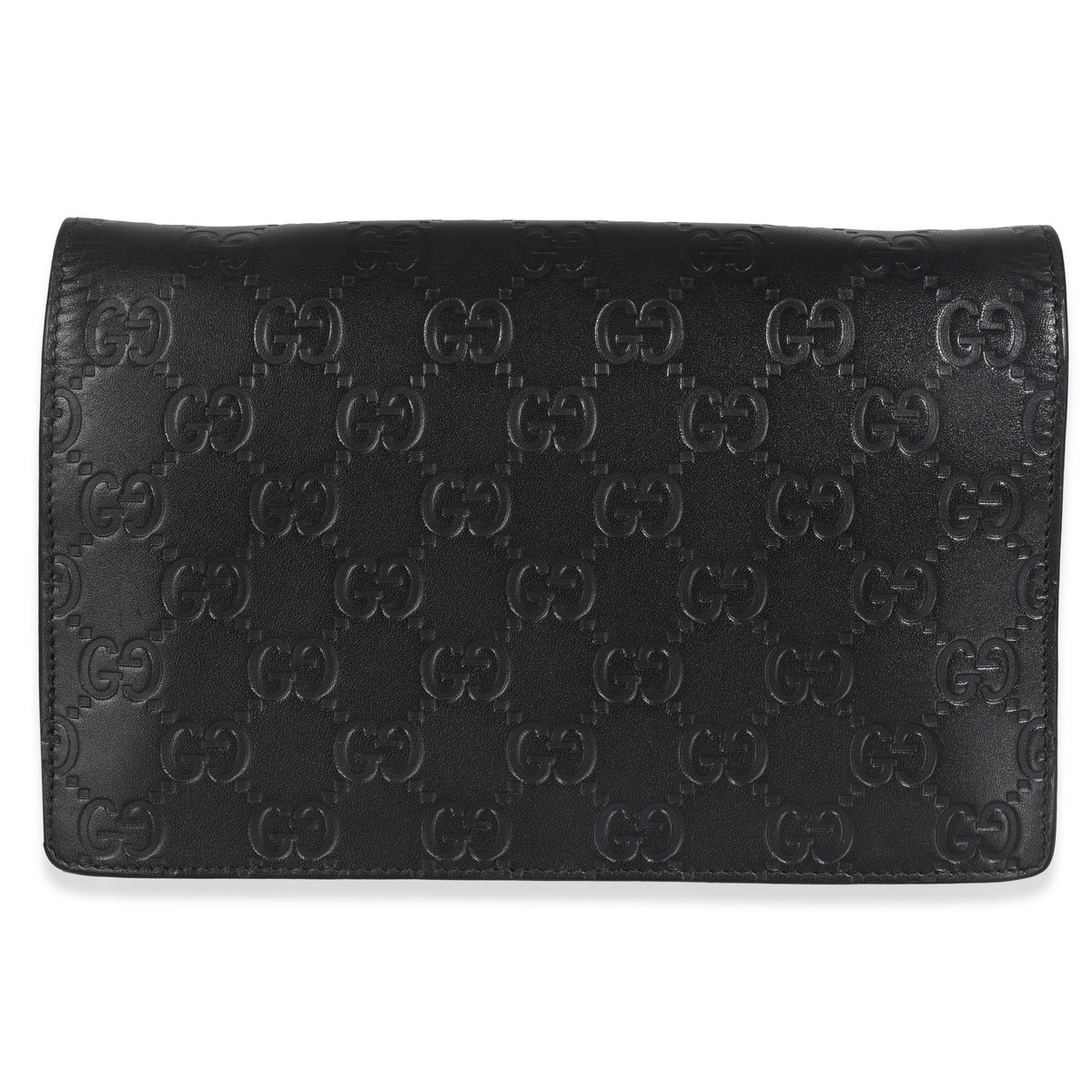 Black Guccissima Calfskin Crystal Cat Wallet On Chain