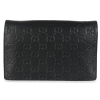 Black Guccissima Calfskin Crystal Cat Wallet On Chain