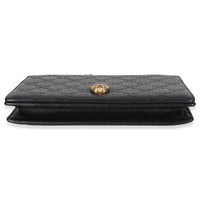 Black Guccissima Calfskin Crystal Cat Wallet On Chain