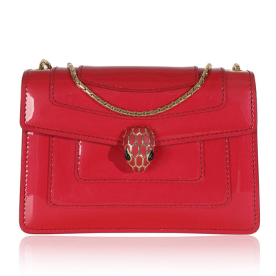 BVLGARI Bvlgari Dark Pink Patent Mini Serpenti Forever Crossbody Handbag fv