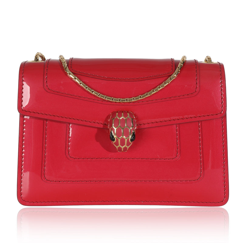 BVLGARI Bvlgari Dark Pink Patent Mini Serpenti Forever Crossbody Handbag fv