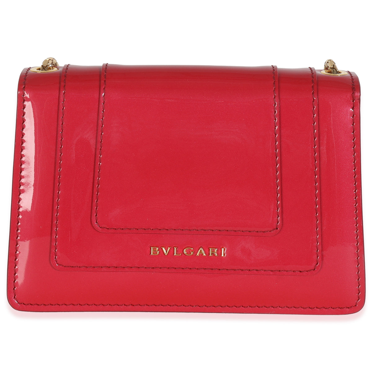 BVLGARI Bvlgari Dark Pink Patent Mini Serpenti Forever Crossbody Handbag stamp