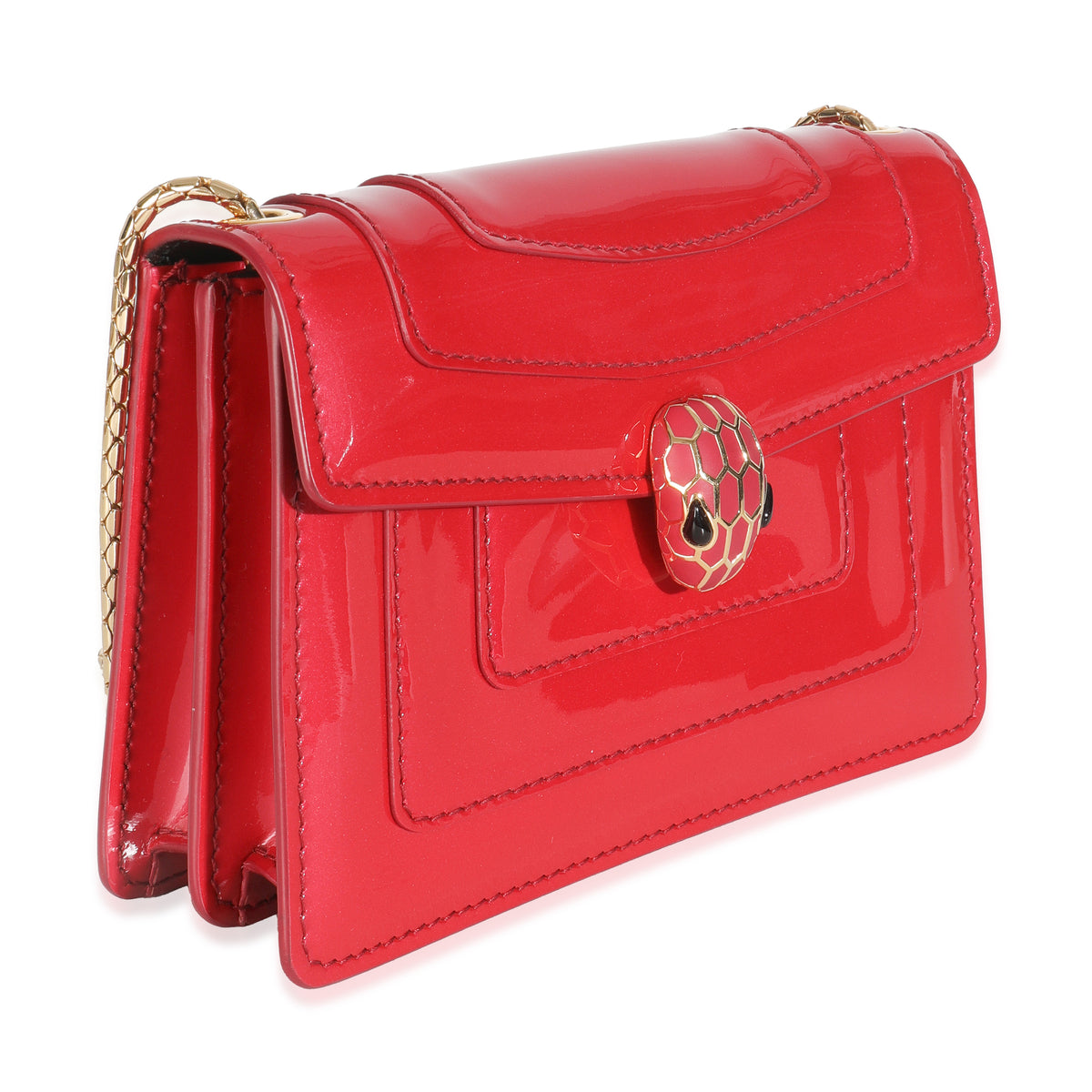 Bvlgari Dark Pink Patent Mini Serpenti Forever Crossbody