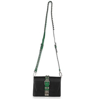 Black Saffiano City Calfskin Studded Small Elektra Shoulder Bag