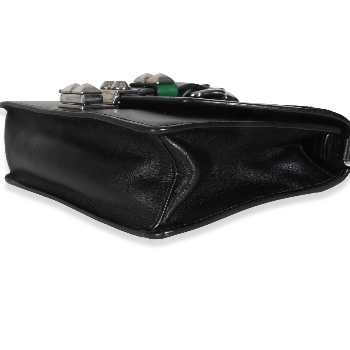 Black Saffiano City Calfskin Studded Small Elektra Shoulder Bag