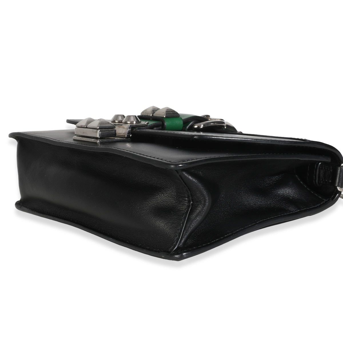 Black Saffiano City Calfskin Studded Small Elektra Shoulder Bag