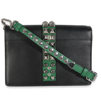 Black Saffiano City Calfskin Studded Small Elektra Shoulder Bag