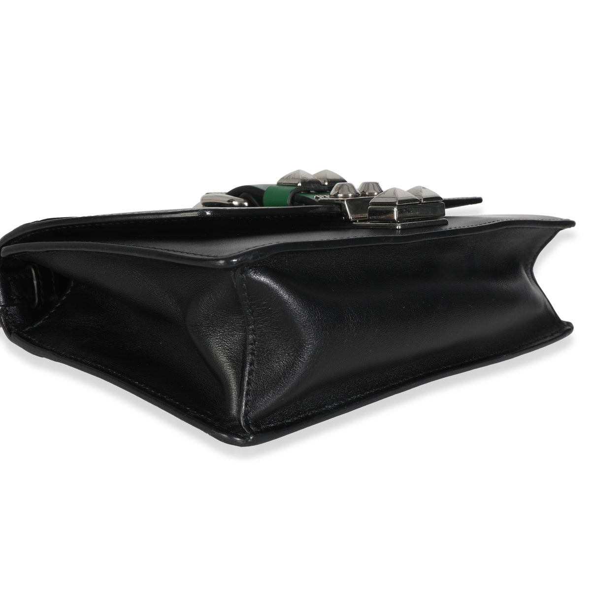 Black Saffiano City Calfskin Studded Small Elektra Shoulder Bag