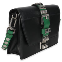 Black Saffiano City Calfskin Studded Small Elektra Shoulder Bag