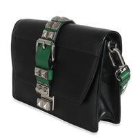 Black Saffiano City Calfskin Studded Small Elektra Shoulder Bag