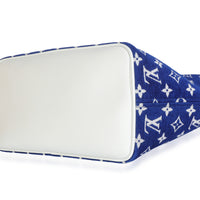 Blue White Jacquard Velvet Monogram LV Match Neverfull MM
