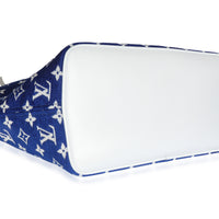 Blue White Jacquard Velvet Monogram LV Match Neverfull MM