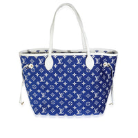 Blue White Jacquard Velvet Monogram LV Match Neverfull MM