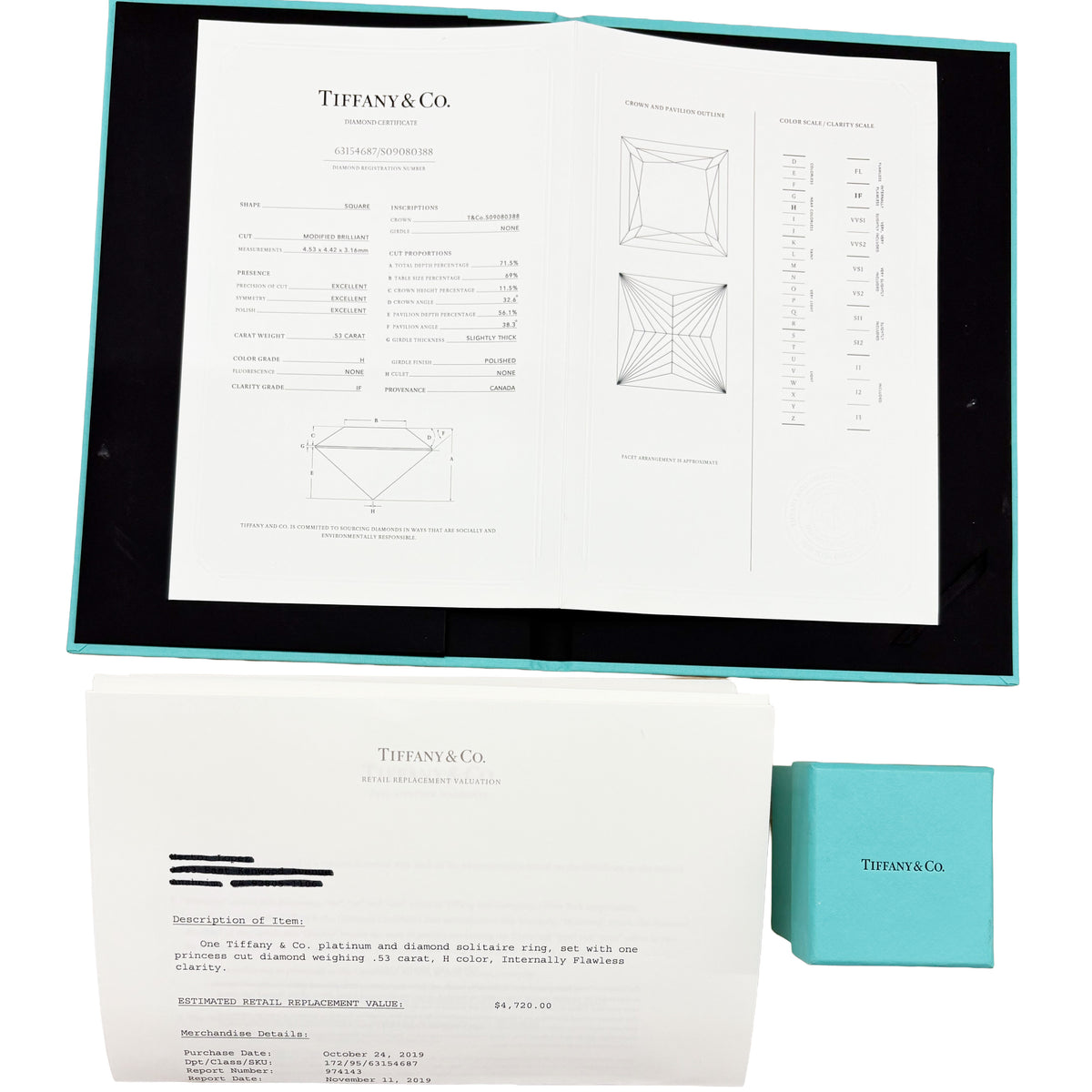 0.53 ct Princess Diamond Engagement Ring