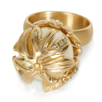 Gold-Plated  2009 Faux Pearl & Strass Ring