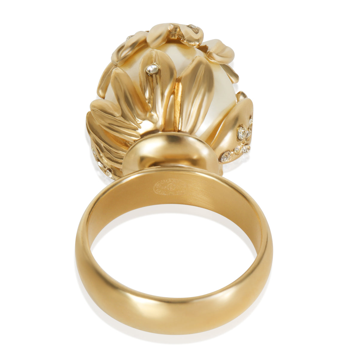Gold-Plated  2009 Faux Pearl & Strass Ring