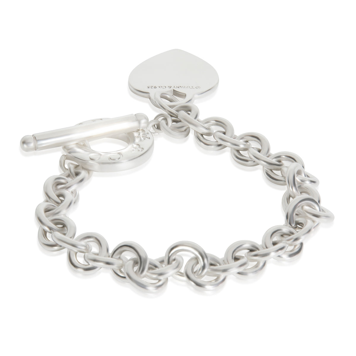 Sterling Silver  Heart Tag Bracelet