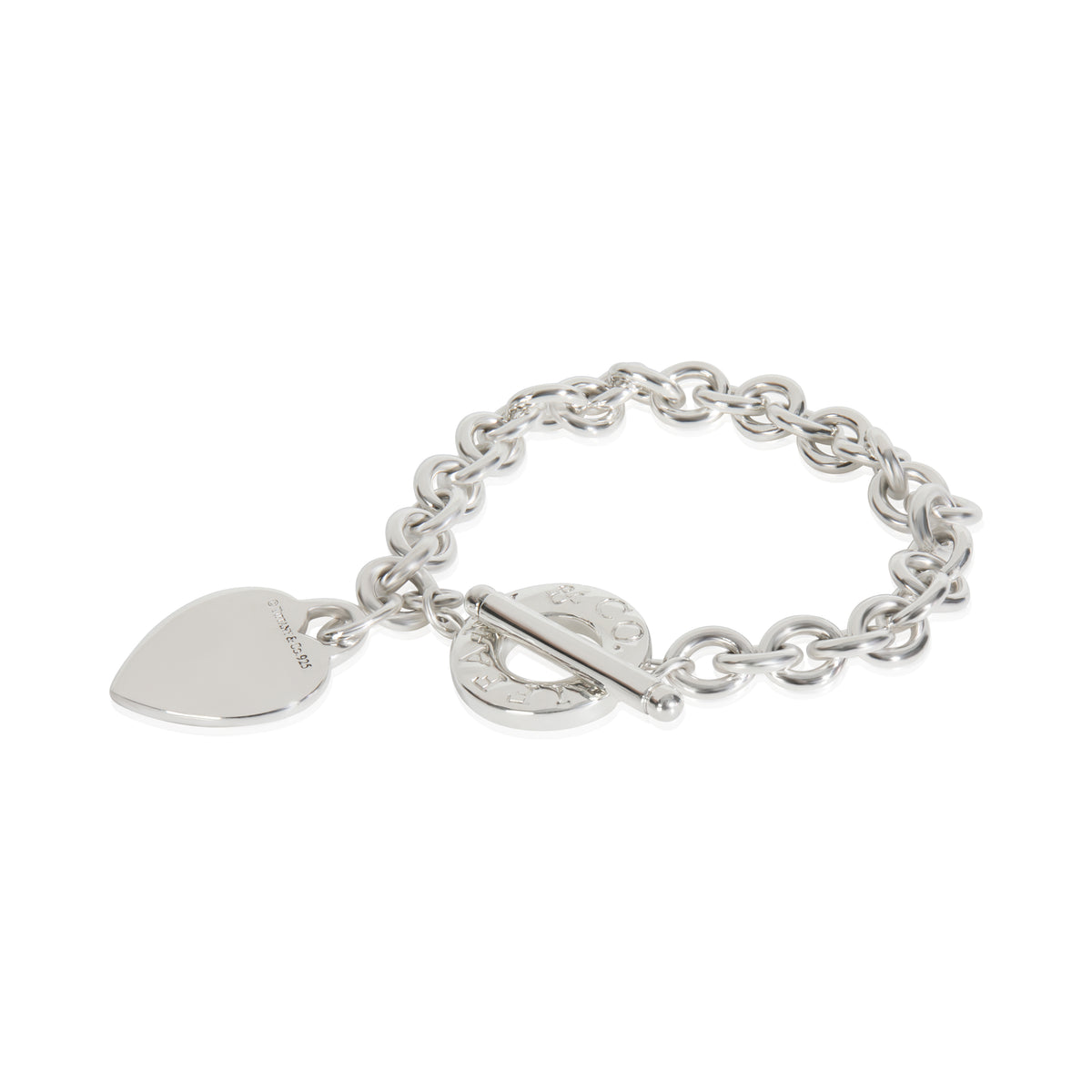 Sterling Silver  Heart Tag Bracelet