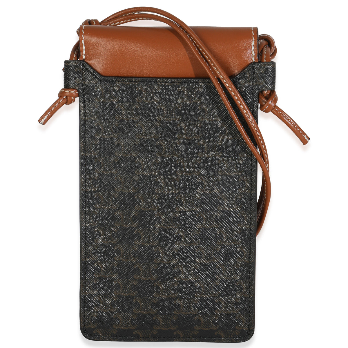 Celine Tan Lambskin Triomphe Canvas Phone Pouch Handbag bv