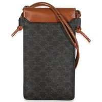 Celine Tan Lambskin Triomphe Canvas Phone Pouch Handbag bv
