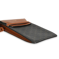 Celine Tan Lambskin Triomphe Canvas Phone Pouch Handbag clasp