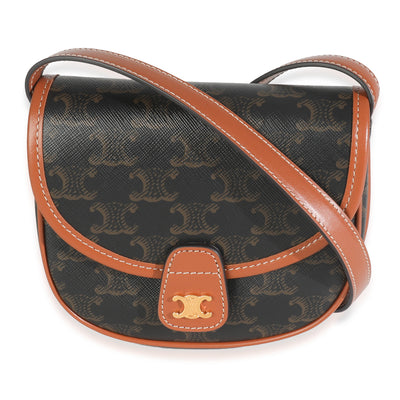 Tan Calfskin Triomphe Canvas Mini Besace