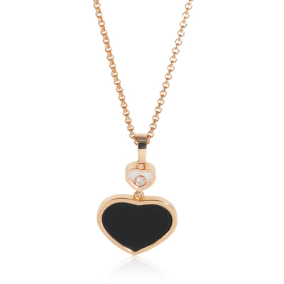 Rose Gold Onyx and Diamond Happy Hearts Pendant