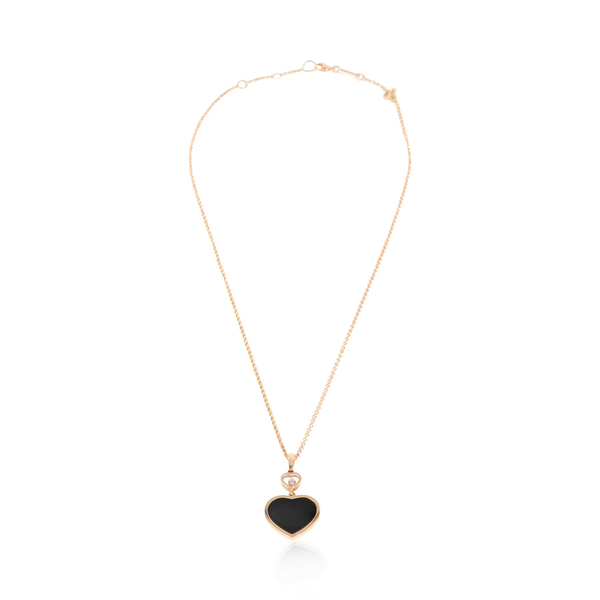 Rose Gold Onyx and Diamond Happy Hearts Pendant