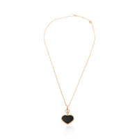 Rose Gold Onyx and Diamond Happy Hearts Pendant
