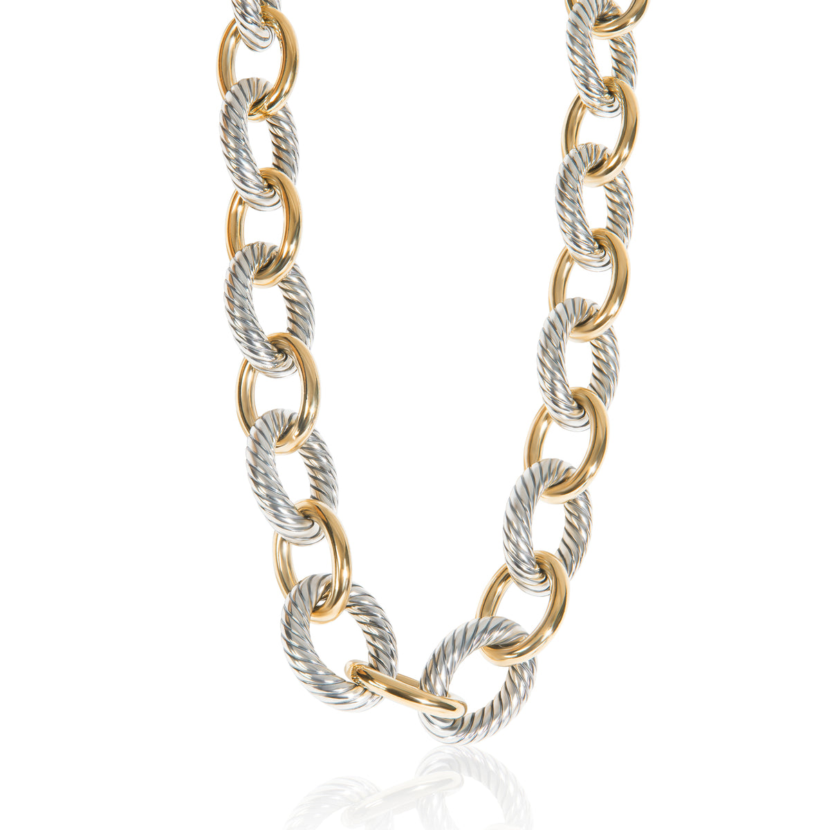 Yellow Gold & Sterling Silver  Oval Link Necklace