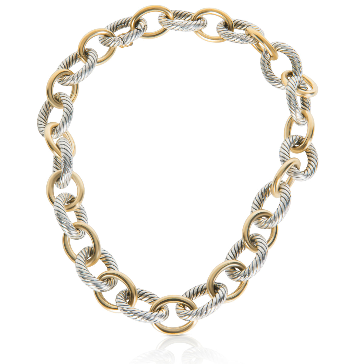 Yellow Gold & Sterling Silver  Oval Link Necklace