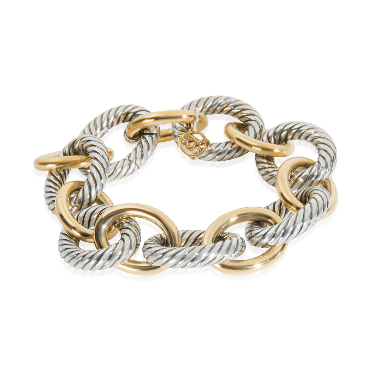 Yellow Gold & Sterling Silver  Oval Link Bracelet