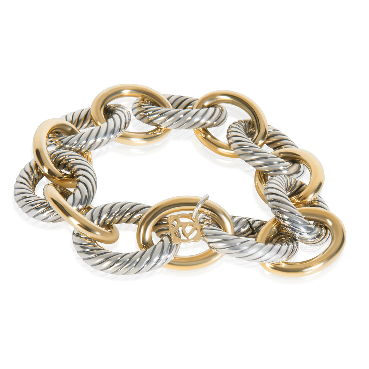 Yellow Gold & Sterling Silver  Oval Link Bracelet
