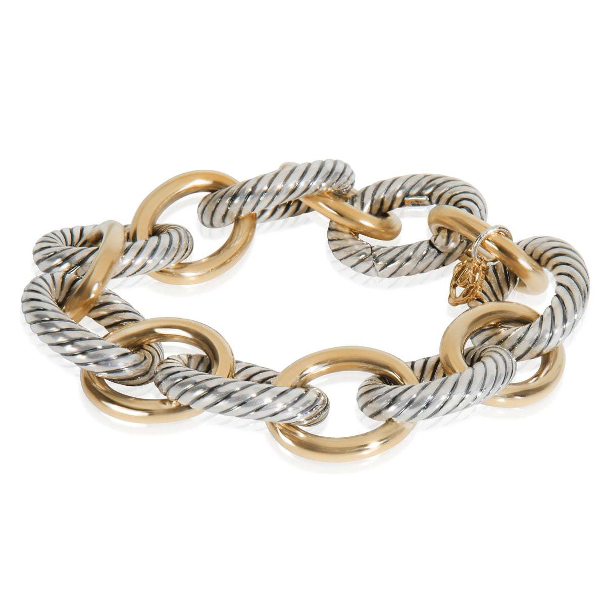 Yellow Gold & Sterling Silver  Oval Link Bracelet