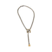 Yellow Gold & Sterling Silver  Quatrefoil Lariat Necklace