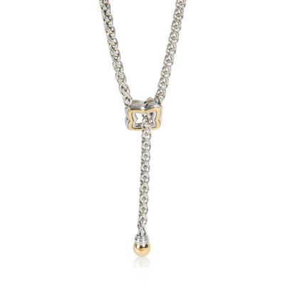 Yellow Gold & Sterling Silver  Quatrefoil Lariat Necklace