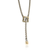 Yellow Gold & Sterling Silver  Quatrefoil Lariat Necklace