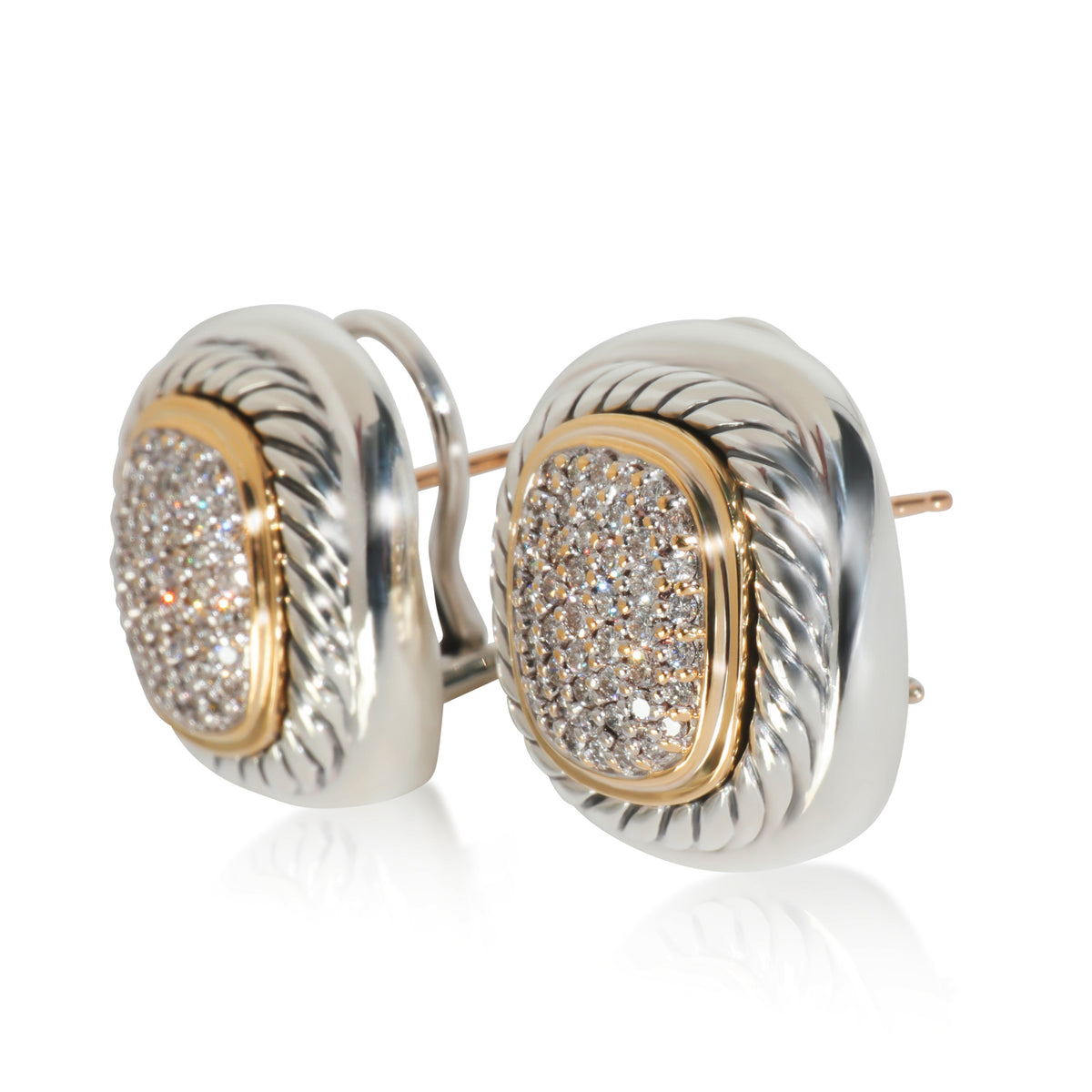Yellow Gold & Sterling Silver Diamond Albion Earrings