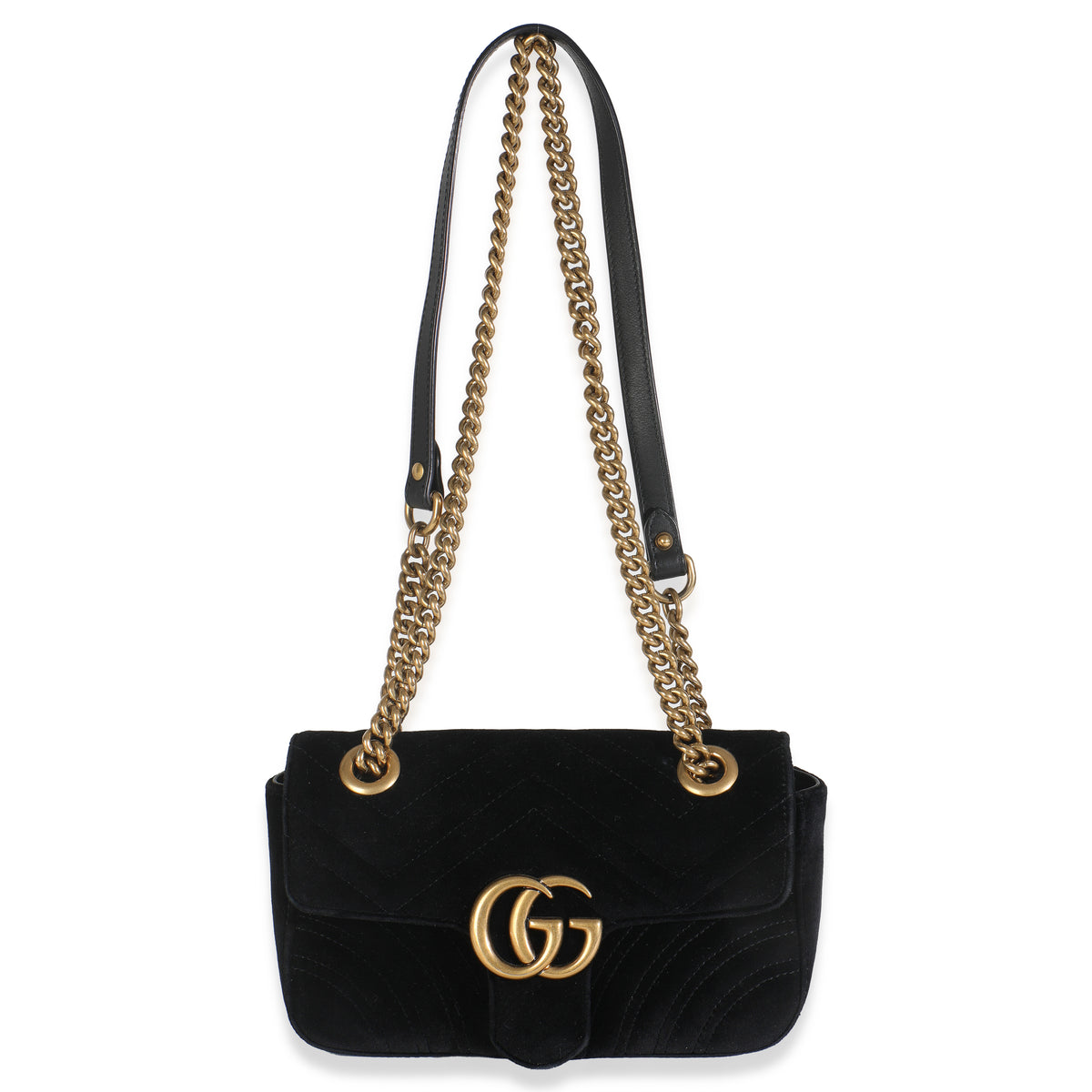 Black Velvet Matelasse Mini GG Marmont Shoulder Bag