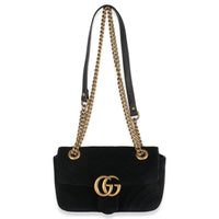 Black Velvet Matelasse Mini GG Marmont Shoulder Bag