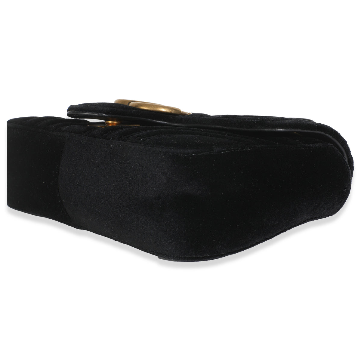 Black Velvet Matelasse Mini GG Marmont Shoulder Bag