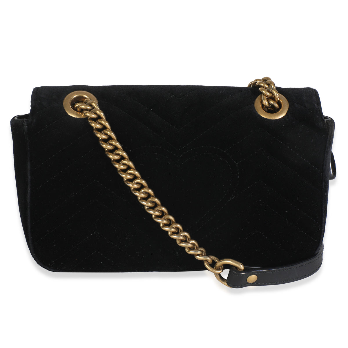 Black Velvet Matelasse Mini GG Marmont Shoulder Bag