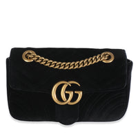 Black Velvet Matelasse Mini GG Marmont Shoulder Bag