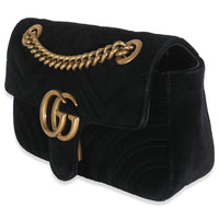 Black Velvet Matelasse Mini GG Marmont Shoulder Bag