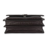 Grey Croc Embossed Calfskin Medium Monogram Sunset Bag