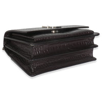 Grey Croc Embossed Calfskin Medium Monogram Sunset Bag