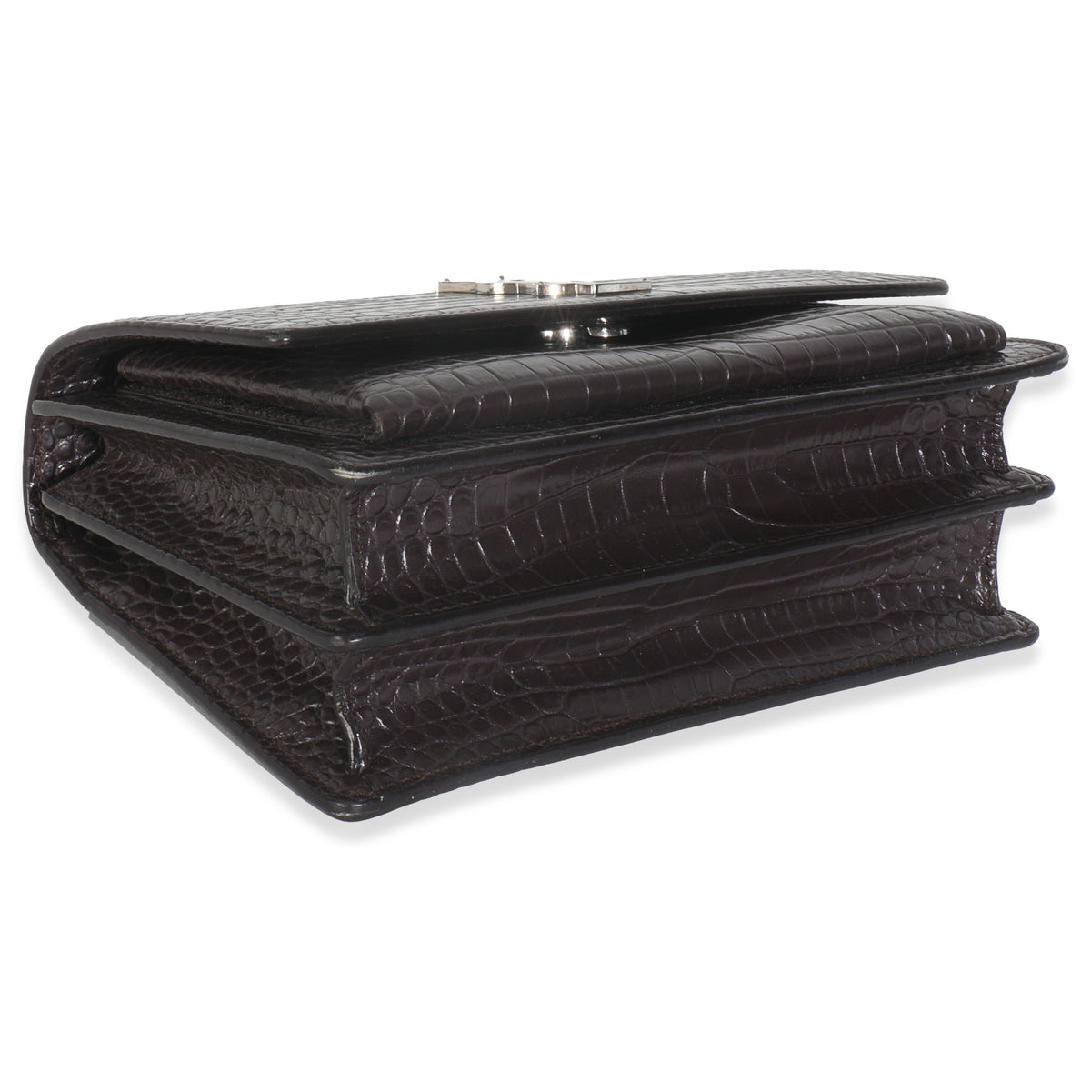 Grey Croc Embossed Calfskin Medium Monogram Sunset Bag