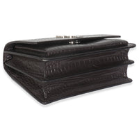 Grey Croc Embossed Calfskin Medium Monogram Sunset Bag