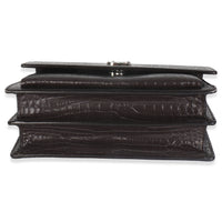 Grey Croc Embossed Calfskin Medium Monogram Sunset Bag